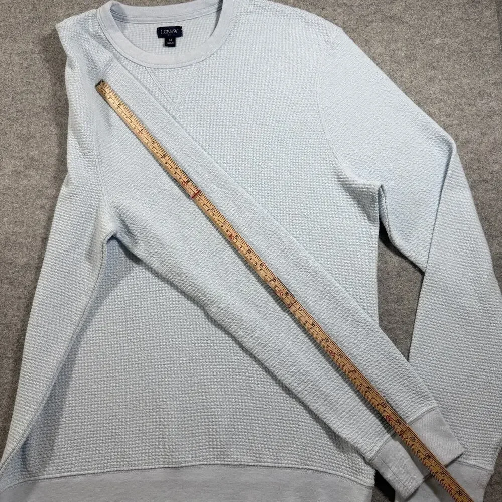J. Crew Waffle Knit Sweatshirt Mens M Light Blue Crewneck Cotton Casual Pullover